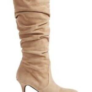 Stuart Weitzman Tan Heeled Boots with Slouchy Design
